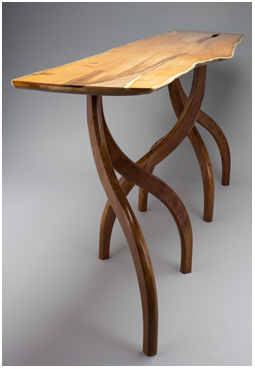 Natural yew slab table with organic style