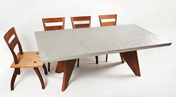 Zinc top dining table with Durphy chairs